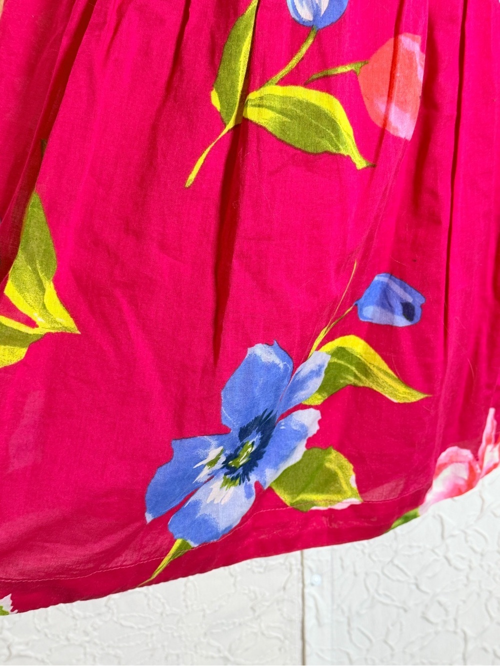 Hollister Fuschia Pink Floral Cotton Lined Summer Dress Sz M - Picture 4 of 13